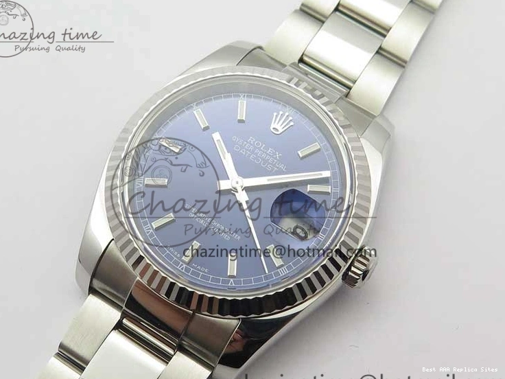 Best AAA Replica Sites 1:1 Steel Bracelet 36 ARF Blue SH3135 904L 116234 Oyster on Best DateJust SS V Edition Dial ZeroBulk 3198 0103